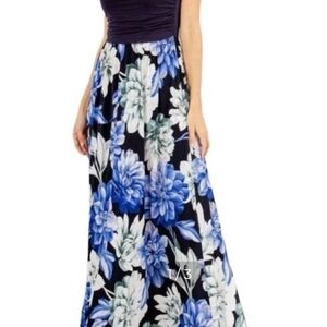 HEIMISH USA Floral Maxi Skirt - Black, Blue, and White